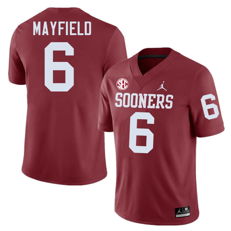 Oklahoma Sooners #6 Baker Mayfield College Football Jerseys,Uniforms-Crimson